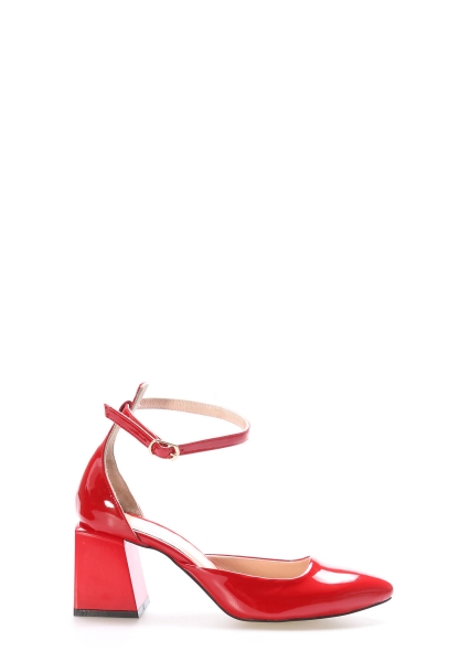 Tugerdi Kırmızı Rugan Hakiki Deri Jurdan Taban Kemerli Topuklu Kadın Ayakkabı TG09064261523