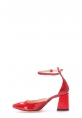 Tugerdi Kırmızı Rugan Hakiki Deri Jurdan Taban Kemerli Topuklu Kadın Ayakkabı TG09064261523