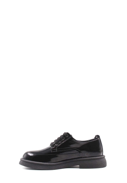 Tugerdi Siyah Rugan Hakiki Deri Bağcıklı Hafif Taban Kadın Casual Ayakkabı TG09821726121312