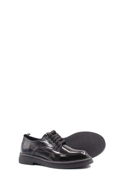 Tugerdi Siyah Rugan Hakiki Deri Bağcıklı Hafif Taban Kadın Casual Ayakkabı TG09821726121312