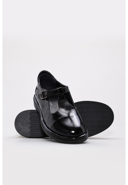 Tugerdi Siyah Rugan Hakiki Deri Termo Taban Günlük Kadın Ayakkabı TG0924626140612