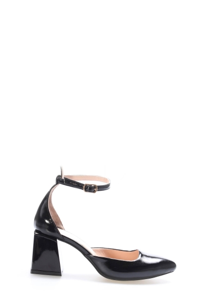 Tugerdi Siyah Rugan Hakiki Deri Jurdan Taban Kemerli Kaliteli Kadın Topuklu Ayakkabı TG09064261523