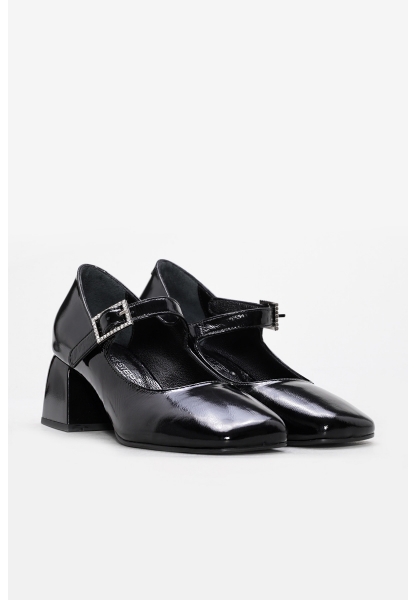 Tugerdi İçi Dışı Hakiki Rugan Deri Siyah Kadın Topuklu Ayakkabı AH080102618819