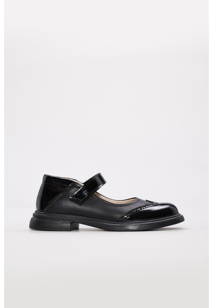 Tugerdi İçi Dışı Hakiki Rugan Deri Siyah Kız Çocuk Casual Ayakkabı AH08157241139