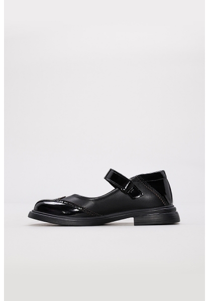 Tugerdi İçi Dışı Hakiki Rugan Deri Siyah Kız Çocuk Casual Ayakkabı AH08157241139