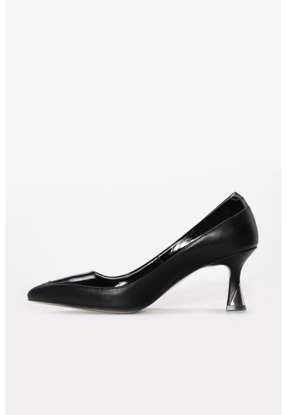 Tugerdi İçi Dışı Hakiki Rugan Deri Siyah Şık Kadın İnce Topuk Ayakkabı AH082152613307