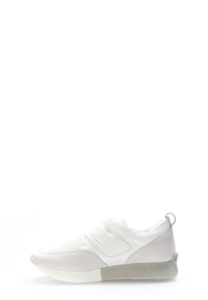 Tugerdi Beyaz Süet Hakiki Deri Bantlı Tipu Taban Kadın Casual Ayakkabı TG093562611965