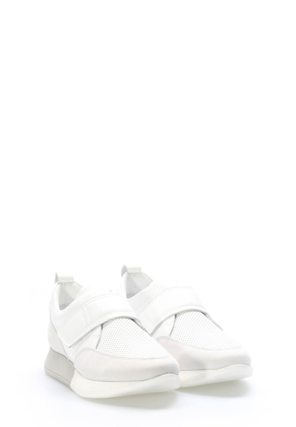 Tugerdi Beyaz Süet Hakiki Deri Bantlı Tipu Taban Kadın Casual Ayakkabı TG093562611965