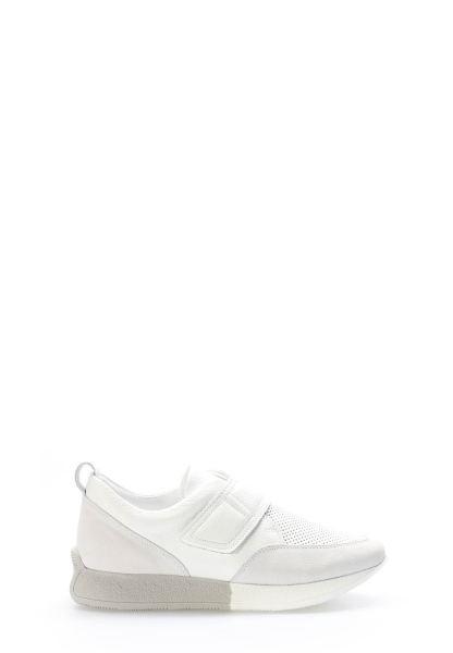 Tugerdi Beyaz Süet Hakiki Deri Bantlı Tipu Taban Kadın Casual Ayakkabı TG093562611965