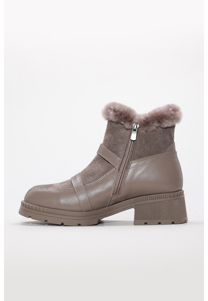 Tugerdi Vizon Süet İçi Dışı Hakiki Deri Fermuarlı Termo Taban Kadın Bot TG09233112611011