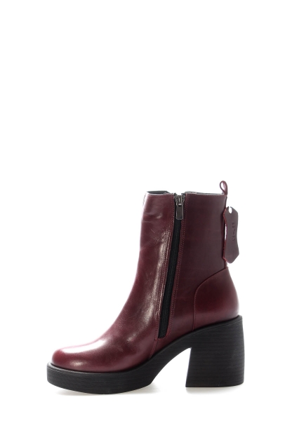 Tugerdi Bordo İçi Kürklü Hakiki Deri Fermuarlı Termo Taban Topuklu Kadın Bot TG09217112610651113