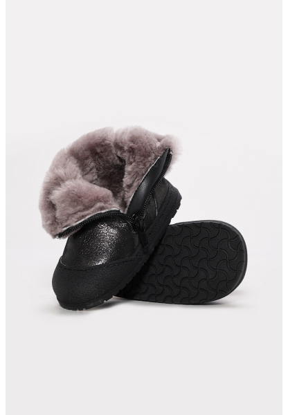 Tugerdi İçi Kürklü Dışı Hakiki Deri Çelik Unisex Çocuk Bot AH08157112412818