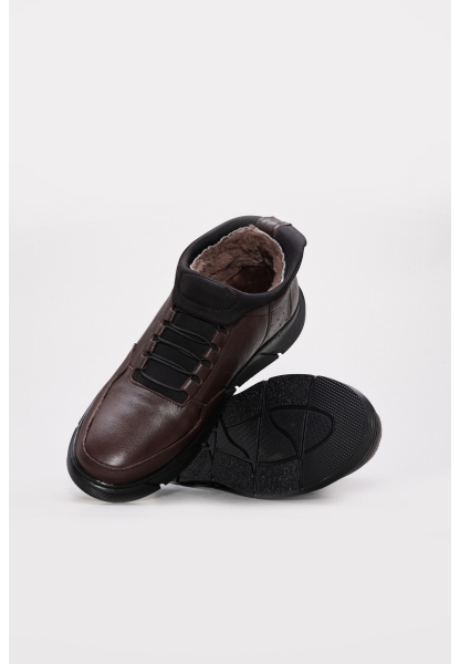 Tugerdi Kahve İçi Kürklü Hakiki Deri Bağcıklı Kauçuk Taban Erkek Spor Bot TG09126111311136