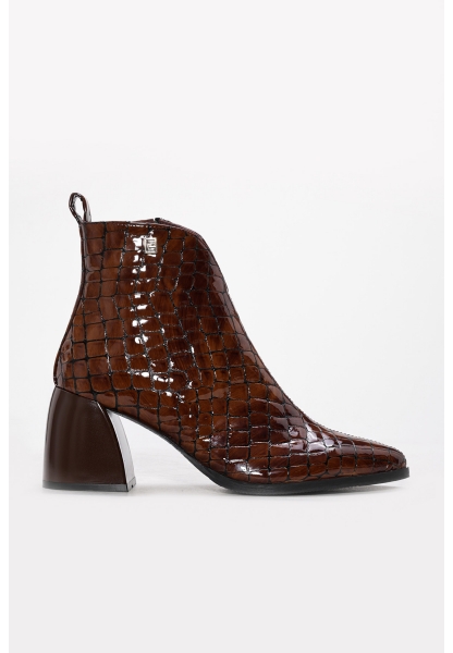 Tugerdi Kahve İçi Kürklü Hakiki Deri Fermuarlı Jurdan Taban Kalın Topuklu Kadın Bot TG09064192611215