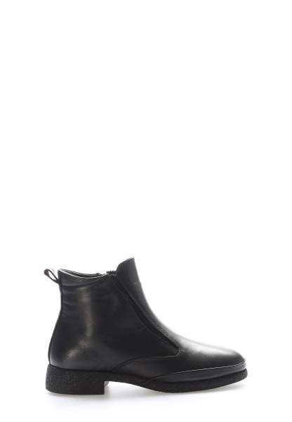 Tugerdi Siyah Hakiki Deri İçi Kürklü Fermuarlı Termo Taban Klasik Kadın Bot TG0921711261668664