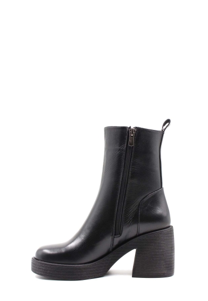 Tugerdi Siyah Kürklü Hakiki Deri Fermuarlı Termo Taban Topuklu Kadın Bot TG09217112610651113