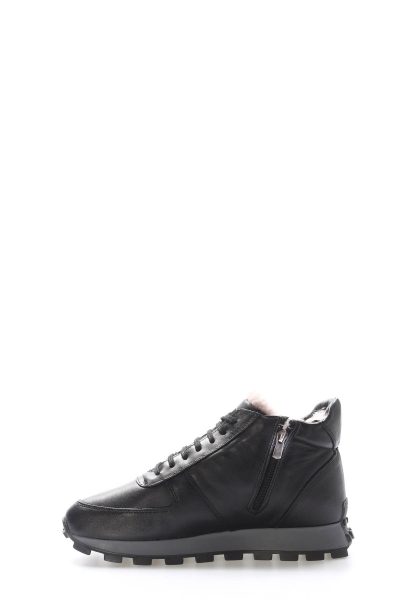 Tugerdi Siyah Hakiki Deri İçi Kürklü Termo Taban Bağcıklı Fermuarlı Erkek Spor Bot TG09154117117501