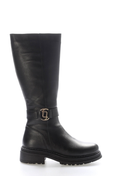 Tugerdi Siyah İçi Kürklü Hakiki Deri Fermuarlı Termo Taban Kaliteli Kadın Çizme TG09257112611042