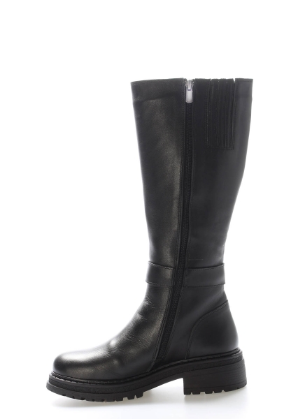 Tugerdi Siyah İçi Kürklü Hakiki Deri Fermuarlı Termo Taban Kaliteli Kadın Çizme TG09257112611042