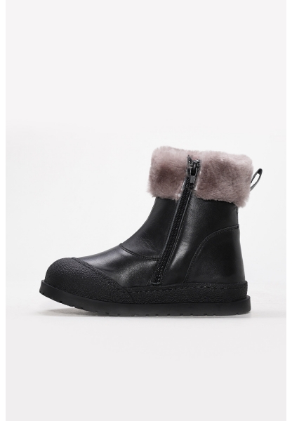 Tugerdi İçi Kürklü Dışı Hakiki Deri Siyah Unisex Çocuk Bot AH08157112412862