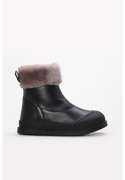 Tugerdi İçi Kürklü Dışı Hakiki Deri Siyah Unisex Çocuk Bot AH08157112412862