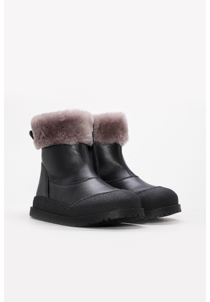 Tugerdi İçi Kürklü Dışı Hakiki Deri Siyah Unisex Çocuk Bot AH08157112412862