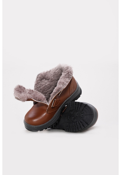 Tugerdi İçi Kürklü Dışı Hakiki Deri Taba Unisex Çocuk Klasik Bot AH08006112416107