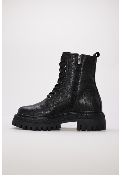 Tugerdi Siyah Floter İçi Kürklü Hakiki Deri Bağcıklı Fermuarlı Kauçuk Taban Kadın Postal Bot TG09657112612922