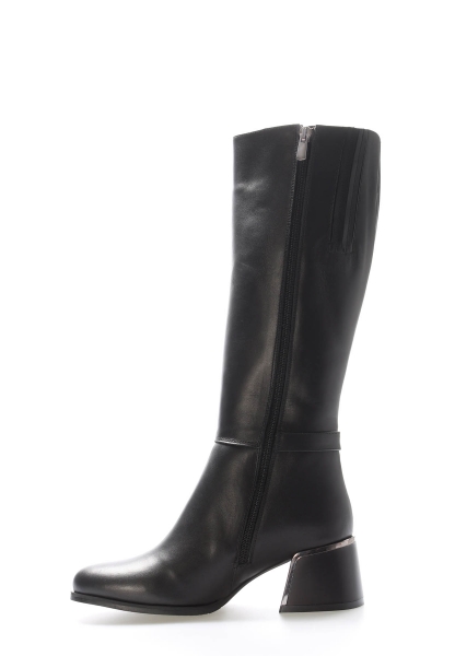 Tugerdi Siyah Floter Hakiki Deri İçi Kürklü Fermuarlı Klasik Kadın Çizme TG0980641126110094