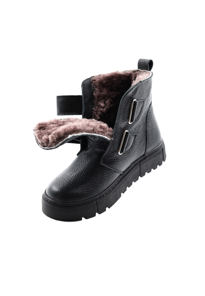 Tugerdi İçi Kürklü Dışı Hakiki Floter Deri Siyah Unisex Çocuk Bot AH0876911241239