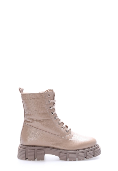 Tugerdi Vizon Floter Kürklü Hakiki Deri Bağcıklı Fermuarlı Kauçuk Taban Kadın Postal Bot TG09710112616411