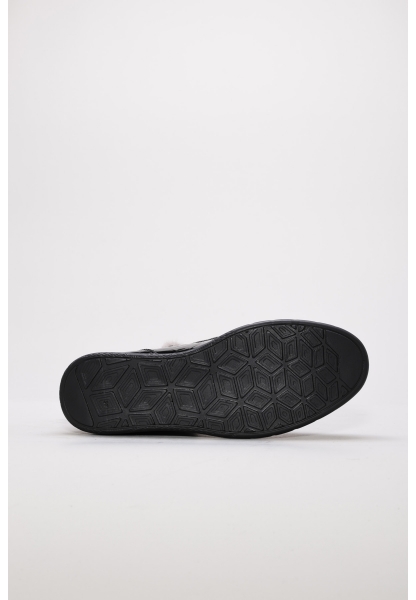 Tugerdi Siyah Kroko İçi Kürklü Hakiki Deri Fermuarlı Termo Taban Kaliteli Kadın Bot TG09411112611405