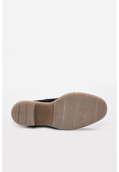 Tugerdi Siyah Süet Kürklü Hakiki Deri Fermuarlı Kauçuk Taban Kalın Topuklu Kadın Bot TG09657192612915