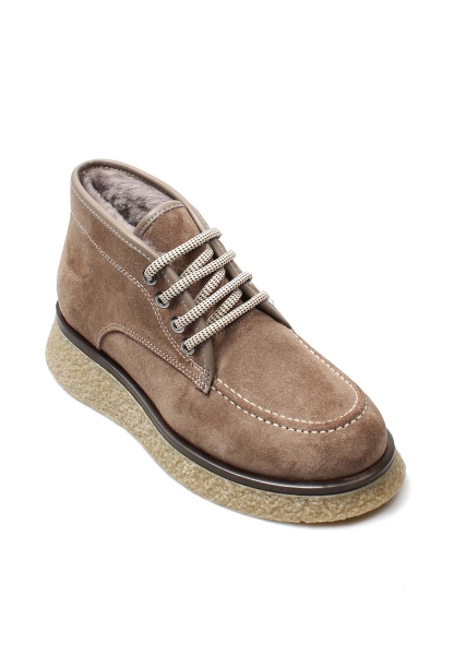 Tugerdi Vizon Süet İçi Kürklü Hakiki Deri Bağcıklı Kaliteli Termo Taban Kadın Bot TG0921711261920