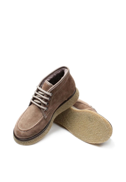 Tugerdi Vizon Süet İçi Kürklü Hakiki Deri Bağcıklı Kaliteli Termo Taban Kadın Bot TG0921711261920