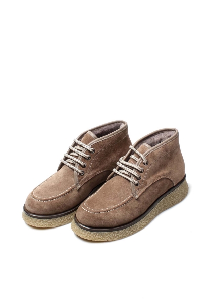 Tugerdi Vizon Süet İçi Kürklü Hakiki Deri Bağcıklı Kaliteli Termo Taban Kadın Bot TG0921711261920