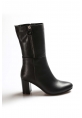 Tugerdi Hakiki Deri Siyah Kürklü Fermuarlı Jurdan Taban Topuklu Kadın Çizme TG0906411261836