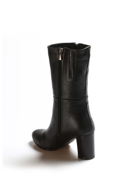Tugerdi Hakiki Deri Siyah Kürklü Fermuarlı Jurdan Taban Topuklu Kadın Çizme TG0906411261836