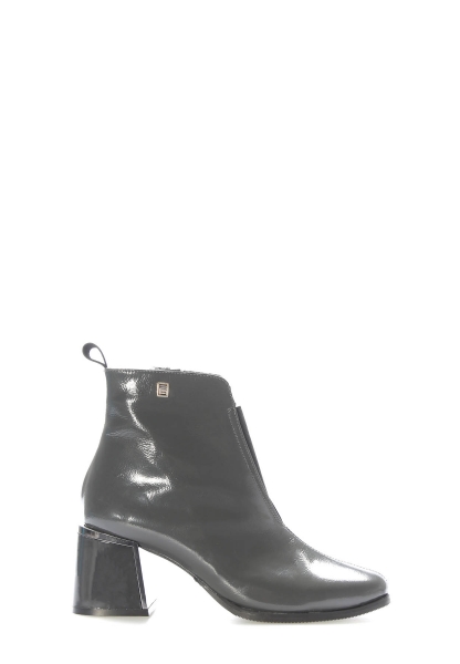 Tugerdi Gri Rugan Hakiki Deri Fermuarlı Jurdan Taban Kadın Bot TG0906419261673