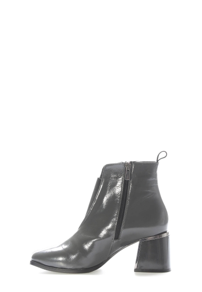 Tugerdi Gri Rugan Hakiki Deri Fermuarlı Jurdan Taban Kadın Bot TG0906419261673