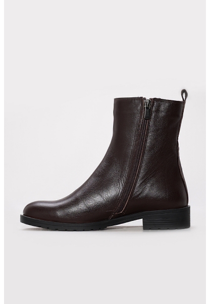 Tugerdi Kahve İçi Dışı Hakiki Deri Fermuarlı Termo Taban Klasik Kadın Bot TG09257192611040