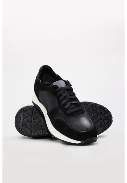 Tugerdi Siyah Antik Hakiki Deri Bağcıklı Eva Taban Kaliteli Erkek Spor Ayakkabı TG095301312561231