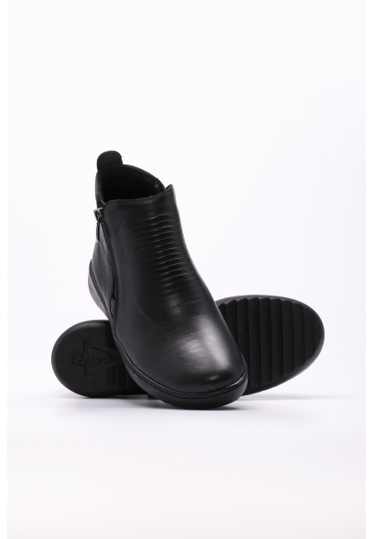 Tugerdi Siyah Hakiki Deri Hafif Taban Fermuarlı Kaliteli Klasik Kadın Bot TG09864192611615