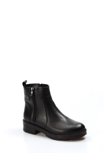 Tugerdi Hakiki Deri Siyah Termo Taban Fermuarlı Klasik Kadın Bot TG0990119261509