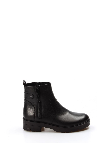 Tugerdi Hakiki Deri Siyah Termo Taban Fermuarlı Klasik Kadın Bot TG0990119261509