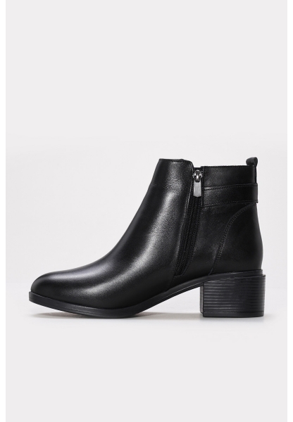 Tugerdi Siyah İçi Dışı Hakiki Deri Fermuarlı Termo Taban Kalın Topuklu Kadın Bot TG091641926517