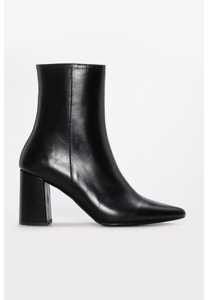 Tugerdi Siyah Hakiki Deri Fermuarlı Jurdan Taban Kaliteli Kalın Topuklu Kadın Bot TG0921542613621