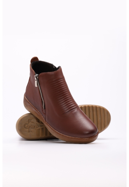 Tugerdi Taba Hakiki Deri Hafif Taban Fermuarlı Kaliteli Klasik Kadın Bot TG09864192611615