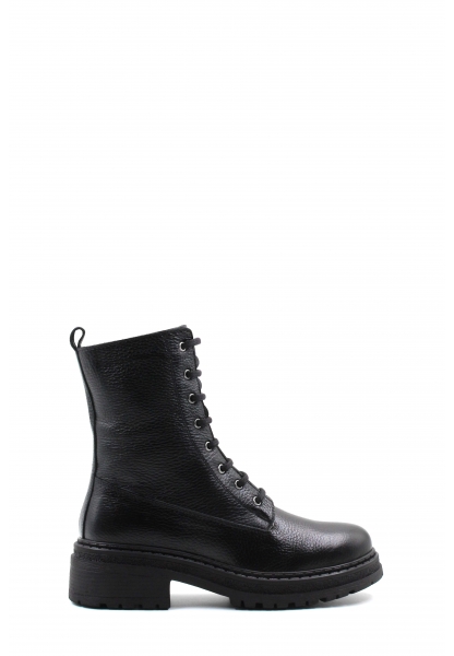 Tugerdi Siyah Floter Hakiki Deri Fermuarlı Bağcıklı Kadın Bot TG09257192611031