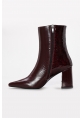 Tugerdi Bordo Kroko Hakiki Deri Fermuarlı Jurdan Taban Kalın Topuklu Kadın Bot TG0921542613621